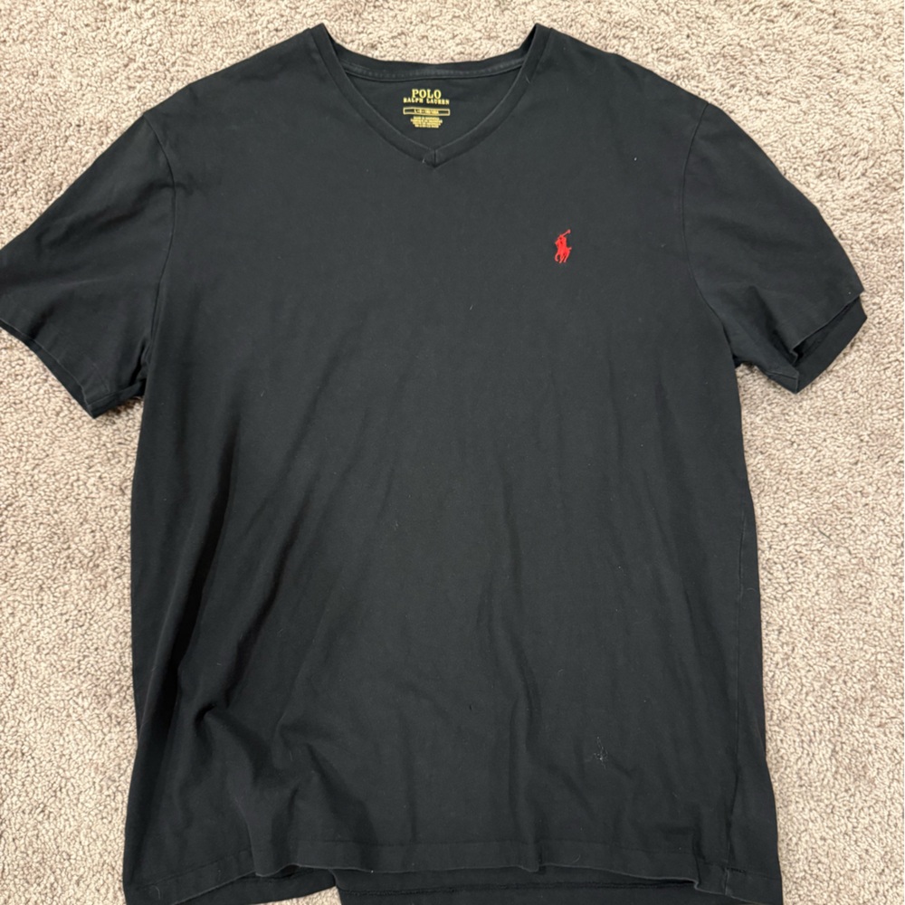Ralph Lauren Black Tee with Red Polo Logo